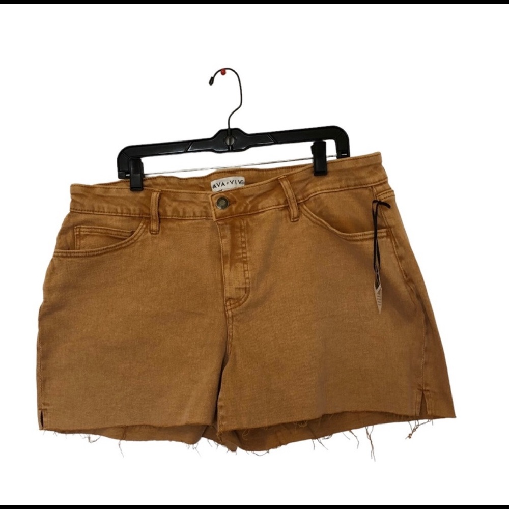 Ava & Viv Womens Jean Shorts 16W Tan Brown